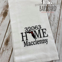 State Town And Zip Embroidered Dish Towel