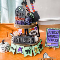 Hocus Pocus Themed Halloween Tiered Tray Decorations