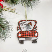 Vintage Red Christmas Trucks Filled With Joy Ornament Sets
