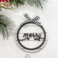 Farmhouse Shiplap Christmas Ornament Set