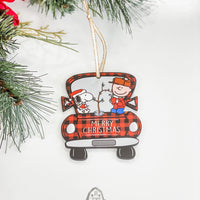 Vintage Red Christmas Trucks Filled With Joy Ornament Sets