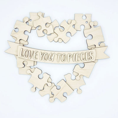 DIY 3D Love You To Pieces Puzzle Heart Hanger