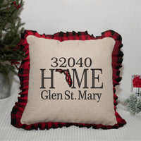 Home State Zip Code Embroidered Pillow Cover •50 States Available