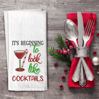 It’s beginning to look like cocktails embroidered dish towel