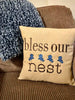 Embroidered Bless Our Nest Cotton Pillow