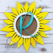 Sunflower Monogram Wood Door Hanger (Letter Color Variation Available)