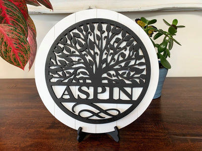 Personalized Tree Family Name Round Collection