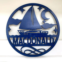 Personalized Sailboat Family Name Round Collection