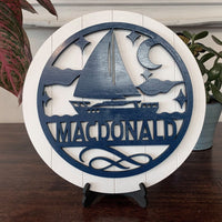 Personalized Sailboat Family Name Round Collection