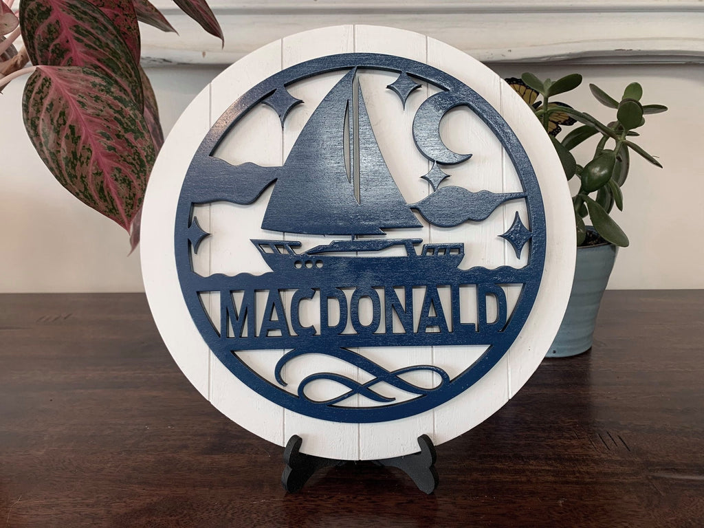 Personalized Sailboat Family Name Round Collection