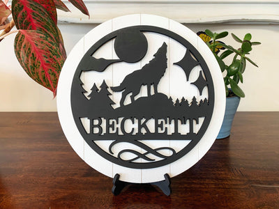 Personalized Wolf Family Name Round Collection