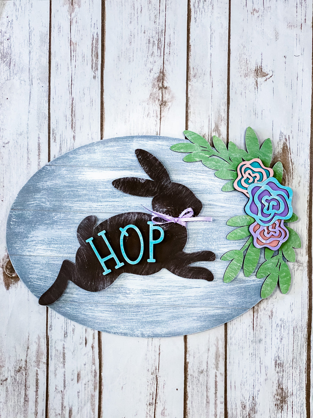 Floral Bunny Door Hanger Painted/DIY